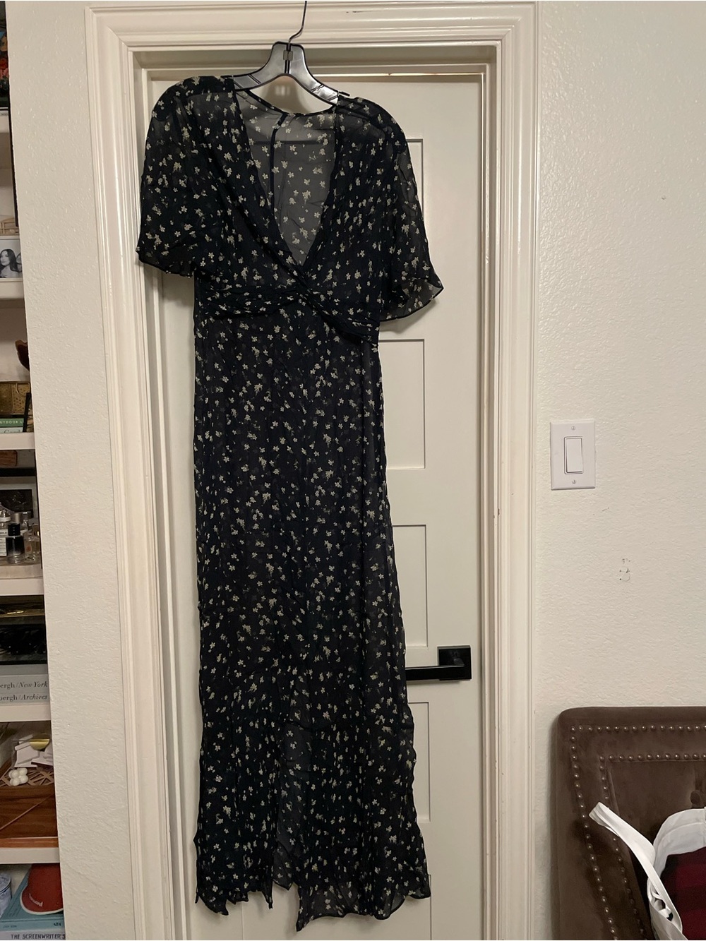 rag & bone Black Maxi Dress with Cream Floral Print